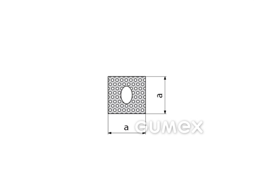 Quadratisches mikroporöses Profil mit Loch, 20x20mm, Dichte 500kg/m3, EPDM, -30°C/+80°C, schwarz, 